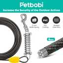 Petbobi Dog Tie-Out Cable and Stake - 30ft Heavy Duty Cable with Spring, No Tangle, 16in Ground Stake, Ideal for Yard, Camping and Beach, Suitable for Small Medium Large Dogs Up to 120 lbs, Black