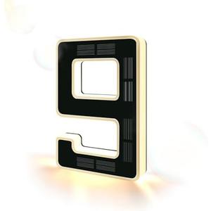 ISUNMEA 6.7 Inch Solar Lighted House Numbers for Outside, Light Up Waterproof LED Address Signs for Houses, Backlit Illuminated Exterior Modern House Numbers Light (9-Black, 6.7IN)