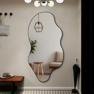 Large Irregular Mirror, 52"x25.5" Asymmetrical Frameless Mirror for Wall, Modern Abstract Wall Mirrors for Living Room Bathroom Bedroom Hallway Entryway, Hangs Vertically or Horizontally