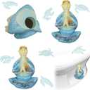 Wonderjune 2 Pack Toilet Bolt Caps Decorative Sea Turtles Toilet Bolt Screw Covers Ceramic Cute Bathroom Decor Fun Themed Gadgets Bathroom Replacement Parts(Meditation,Blue)
