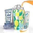 Summer Pool Party Favors, 21oz Color Changing Aluminum Cup with Lid, Reusable Tumbler Iced Coffee & Smoothie Cup with Lid for Kids Boys Girls Gift Beach Birthday Party Favors, Lemon Pattern (Yellow)
