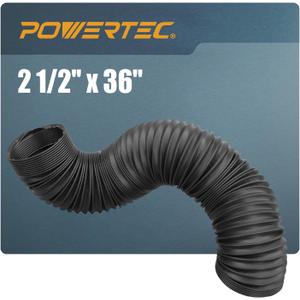 POWERTEC 2-1/2'' x 36'' Dust Collection Hose, 2.5 Inch Flexible PP Dust Collector Hose for Table Saw, Miter Saw, Drill Press, Belt Sander, Woodworking and Wood Shop Dust Collection System (70198)