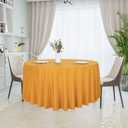 Round Tablecloth - 120 Inch - Water Resistant Spill Proof Washable Polyester Table Cloth Decorative Fabric Table Cover for Dining Tables, Buffet Parties and Camping, Gold