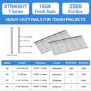 meite 16 Gauge Finish Nails 2-1/2 Inch Galvanized Straight Finishing Nails for Finish Nailer on Woodworking, Upholstery and Framing Projects, 1 Box/2,500PCS