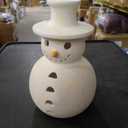 Handmade Terracotta Snowman Figurine, White Clay Winter Christmas Decor, Unique Holiday Rustic Decors, Charming Terra Cotta Snowmans for Home Table Room Farmhouse Indoor Outdoor(Large)