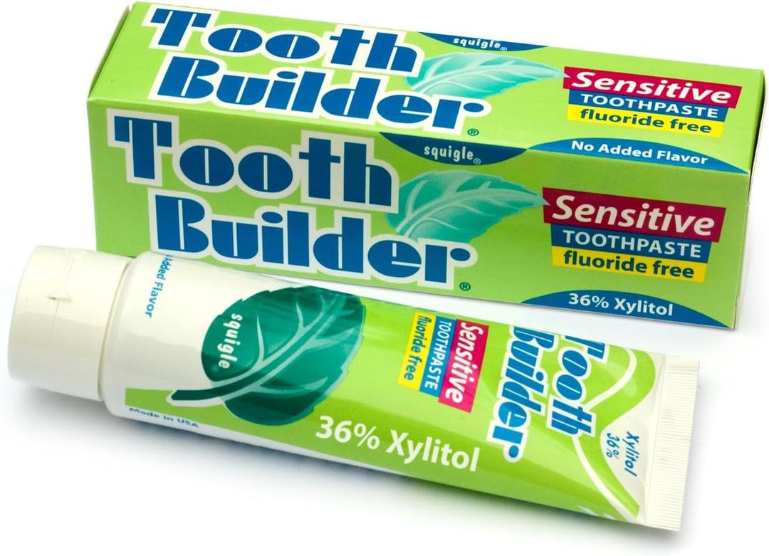 Squigle Tooth Builder SLS Free Toothpaste (Stops Tooth Sensitivity) Prevents Canker Sores, Cavities, Perioral Dermatitis, Bad Breath, Chapped Lips, 4 oz (4 Ounce (Pack of 1), Unflavored)