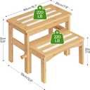 HOOBRO Wooden Step Stool for Toddlers, 2-in-1 Step Stool for Kids, Retractable Bamboo Stool with Anti-Slip Surface, for Bathroom Sink, Potty Training, Easy Assembly, Natural and White YL20JD01