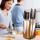 5-Piece Knife Set with 360 Rotatable Magnetic Knife Holder, Kitchen Knife Set - Wooden Magnetic Knife Holder Suitable for Thanksgivin Father's Day Gift Giving Holiday Gift Giving