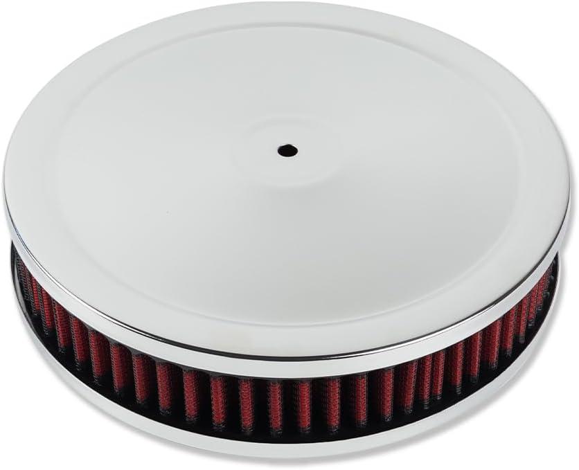 9" x 2" Round Muscle Top Air Cleaner with Red Washable Element For Chevy Ford Mopar