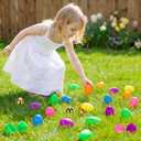 Qudoustar 100 Pack 2.4 Inch Fillable Plastic Easter Eggs Bulk Includes 6 Surprise Golden Eggs, Bright Colors Empty Eggs for Easter Hunt Basket Stuffers Party Favors Classroom Prize