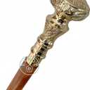 Vintage Brass Handle Victorian Telescope Fold able Wooden Walking Stick Walking Cane Ideal Gift