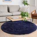 Dark Navy Round Rugs 5Ft for Teen Boys Bedroom, Circular Fluffy Shag Fuzzy Plush Circle Area Rug for Kids Room, Living Room Decor Aesthetic, Indigo Furry Cool Dark Blue Carpet for Dorm Baby Nursery