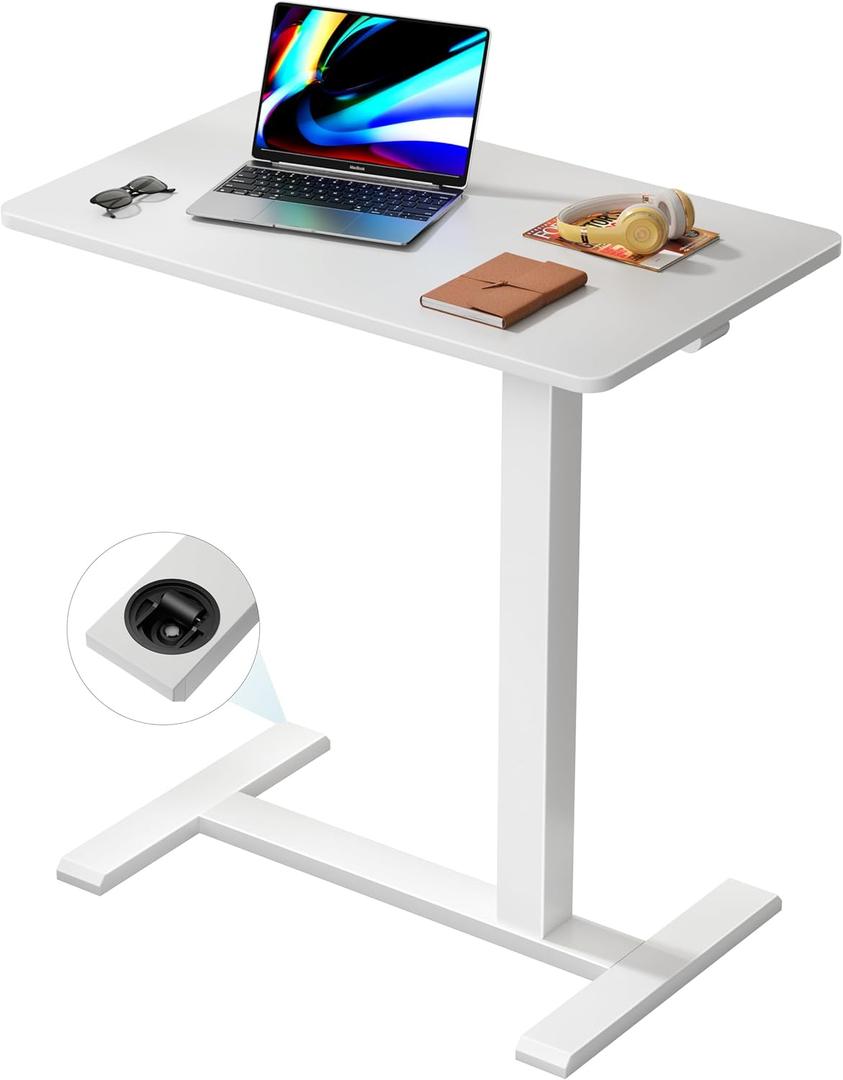 Overbed Bedside Table with Hidden Casters,Adjustable Hospital & Home Use Bed Table, Rolling Laptop Table, Mobile Standing Desk,Black