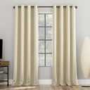 Sun Zero Nordic 2-Pack Theater Grade Noise Reducing Extreme 100% Blackout Grommet Curtain Panel Pair, 52" x 96, Cream Off-White