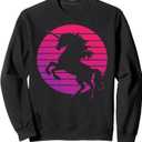 Unicorn Retro Style Vintage 80s Sunset Vaporwave Sweatshirt, S