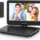 12.5" Portable DVD Player with 10.5" Swivel Screen, 5-Hours Rechargeable Battery,Car DVD Player,Support CD/DVD/SD Card/USB,Regions Free,Dual Speakers, Black