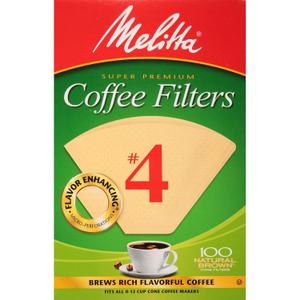 Melitta #4 Cone Coffee Filters, Unbleached Natural Brown, 100 Total Filters Count