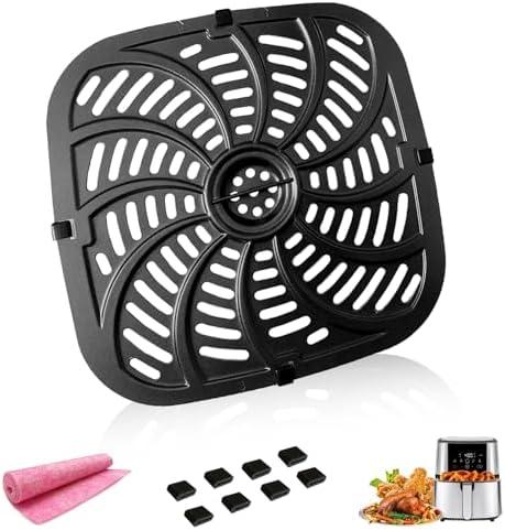 GSZN 8QT Air Fryer Crisping Plate for 8QT Chefman TurboFry Touch Air Fryer XL, Upgraded Nonstick Air Fryer Grill Pan Crisper Tray Rack Insert Grate Grid for 8QT Chefman Air Fryers, Dishwasher Safe