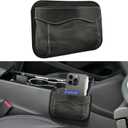 Car Seat Side Pocket Organizer, Car Storage, Leather Auto Pocket Pouch Cell Phone Sunglasses Holder, Auto Accessory Mini Vehicle Storage Bag for Organize Document, Registration, Notepad (Black)