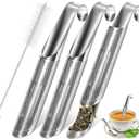 3 Pcs Tea Infuser and 1 Brush, tea diffusers for loose teaTea Infuser for Loose Tea Leaf, Coffee, Spices, Seasonings,Tea Infusers Pen with Hook