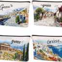 4 Pcs Greece Makeup Bags Gifts for Women, Greece Souvenirs City Themed Gifts Cosmetic Bag, Travel Gifts for Girls Besties Best Friend Bff Sister Daughter