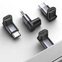 JSAUX 90 Degree USB C to USB C Adapter 3 Pack, 100W 40Gbps Data Transfer Right Angle Type-C Adapter for Steam Deck, Switch 2, ROG Ally, iPhone Air, iPhone 15/16/17 Series and More USBC Devices - Grey