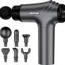 AYURA Massage Gun, Deep Tissue Percussion Muscle Massager Gun, Handheld Back Massager for Pain Relief, Electric Massager with 30 Speeds and 6 Heads for Athletes Men Women (Grey)