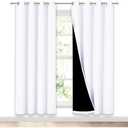 NICETOWN 100% Blackout Window Curtain Panels, Full Light Blocking Drapes with Black Liner for Nursery, 72 inch Drop Thermal Insulated Draperies (White, 2 Pieces, 52-inch Wide Per Panel)