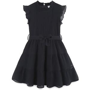 Bumeex Kids Tween Teen Girls Fashion Swing Casual Party Dress (14-15 Years, Black)