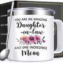 Lifecapido Daughter in Law Gifts from Mother in Law, 14oz Insulated Coffee Mug, Birthday Christmas Mothers Day Gifts for Daughter in Law, Cream