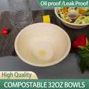 32oz Disposable Salad Bowls 150Pack, Big Paper Bowls, Large, Heavy-Duty, Eco-Friendly, Bulk Pack, Compostable Bowls, Biodegradable Made of Sugar Cane Fibers,Perfect For Salad