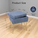 Vanity Stool Chair with Storage, Faux Fur Soft Padded Ottoman with Coffee Table, Modern Vanity Chair Fluffy Footstool with Metal Legs for Makeup, Living Room,Bedroom Blue, 15.7 inches x 11.8 inches x 18 inches