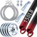 MorningRo Heavy-Duty Double-Looped Garage Door Extension Springs Bundle 150 lb (Red) Springs, 3" Pulleys, and Extension Cables for 7' Feet Garage Door Hardware Parts