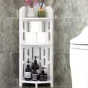 Meangood Bathroom Corner Shelf Stand, 3 Tier Solid Wood Display Shelf for Narrow Space, Shower Corner Shelf, Plant Stand Nightstand, for Living Room, Bedroom, Home Office, Elegant White