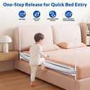 NurturaNook Baby Bed Rail Guard, Extra Tall Adjustable No-Gap Safety Rail for Toddlers, Fits Both Twin and Full Size Beds, Single Side(74.8"×25"), Gray