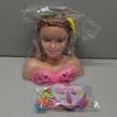 Makeup and Hair Styling Doll Head Toy Kit - Kids Pretend Play Set with Real Washable Cosmetics and Style Accessories for Little Girls