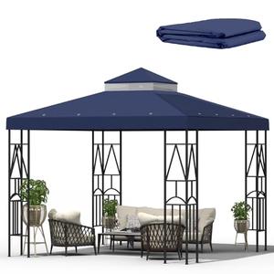 Morikoro 10x10 Canopy Replacement Top Double Tiered Gazebo Cover for Yard, Patio & Garden Durable Sunshade Replacement (Navy Blue)
