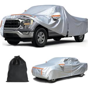Pickup Truck Cover Waterproof Sunproof Trucks Car Covers All Weather Car Cover with Zipper Door for Snow Rain Dust Hail Protection Fit to 242"-250" for Pickup Cover