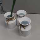 Flower Vase Decor, Farmhouse Metal Galvanized Milk Can Jug Vase with Bow, Flower Buckets for Artificial Flowers for Table Centerpiece Weddings(White)