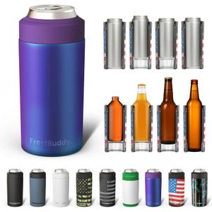 Frost Buddy Universal Buddy Can Cooler - Fits All - For Regular 12 & 16 oz or Slim-Size Bottles - Insulated Double-Walled Stainless Steel (Nebula -)