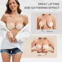 Cmojsk Strapless Sticky Push-Up Bra for Women,Adhesive Invisible Backless Nipple Covers (US, Cup Band, E, 1, Black/Beige)