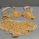 Women's 2 Piece Ruffle Bikini Sets Floral Tummy Control Skort Swimsuit Bathing Suit Beachwear (Medium, Yellow)