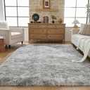 Fluffy Area Rugs 9x12 for Bedroom - Large Grey Shag Rug for Living Room Nursery Room,Fuzzy Shaggy Rugs for Kids Room - Non-Slip Soft Plush Furry Carpets for Boys Girls Room