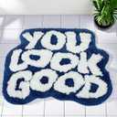 You Look Good Bathroom Rugs, Funny Bath Mat with Cute Words, Cool Welcome Door Mat, Non Slip Microfiber Washable Absorbent Shower Mat, Indoor Rugs for Bathroom Bedroom Kitchen Living Room Decor (1'9" x 2'1" (Oblong), Blue)
