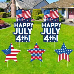 4th of July Yard Signs Memorial Day Decorations Outdoor, Fourth of July Decorations Patriotic Decor Independence Day Decorative Garden Party Decor for Home Lawn Patio