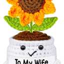 Qunland Mothers Day Her Gifts for Wife from Husband, to My Wife Handmade Crochet Sunflower Doll, Mother's Day Anniversary Wedding Birthday Gifts for Women Her, I Love You Romantic for Wifey