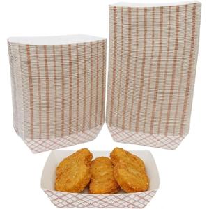 Checkered Kraft Paper Boat Trays [1/4 lb] x [100 Pack] Disposable [4 x 3 x 1] Containers Bowls Baskets Heavy-Duty Foods Snacks Hot Dogs Sandwich Burgers Popcorn Chips Tacos Nachos