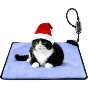 Cat & Dog Heating Pad - 3 Timer and 3 Level Temperature Smart Sensor Electric Pet Heating Pad with Chew Resistant Cord, Indoor Outdoor Warm Heated Bed for Dogs Cats - 17.7x17.7 (purple)