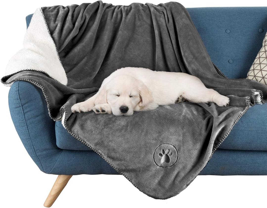 Waterproof Pet Blanket Collection Reversible Throw Protects Couch, Car, Bed from Spills, Stains, or Fur Dog and Cat Blankets by PETMAKER Dark Gray Large