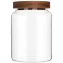 Custde Glass Jar with Lid, 28.7 FL oz Airtight Glass Storage Jar for Kitchen Counter, Pantry, Decorative Jar for Coffee, Sugar, Candy (Wooden 28.7 FL OZ)